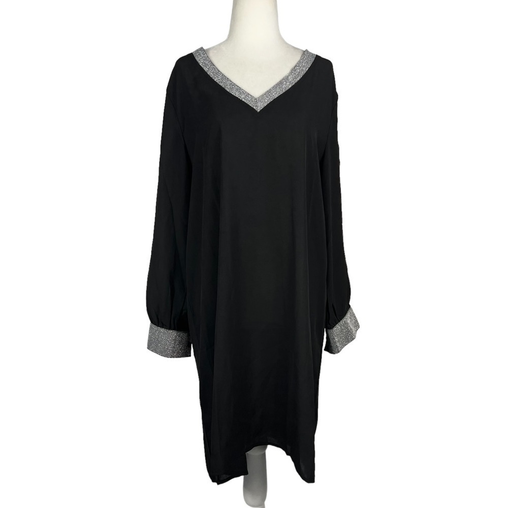 NEW WITH TAGS MADE WITH LOVE LONG SLEEVE SILVER TRIM PARTY‎ DRESS